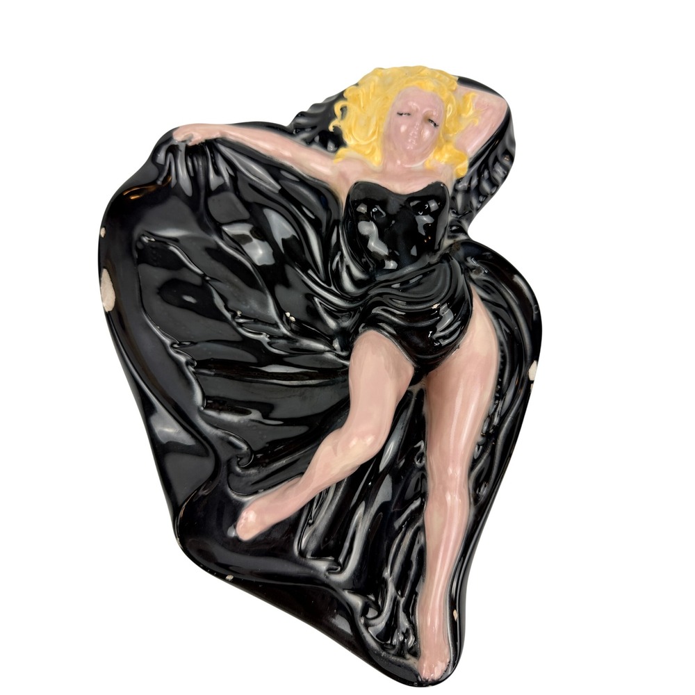 Vintage Holland Mold 1950s Pin Up Girl Ash Tray 10"